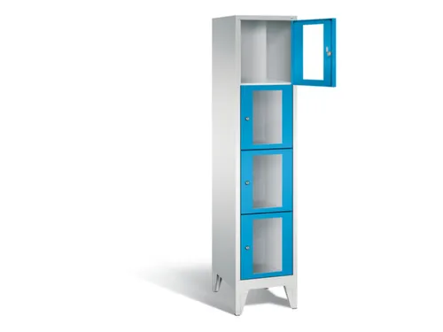 Lockerkast 1850x420x500mm 1x4 vakken Cilinderslot Poten, RAL5012