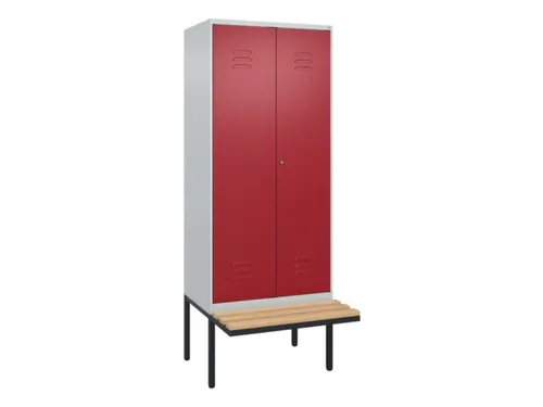 PBM-locker met bank,HxBxD 2120x800x815mm,2vak,vak B 400mm,cil.-slot