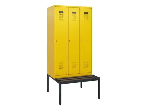 locker met bank,HxBxD 1950x900x815mm,3vak,vak B 300mm,cilinderslot