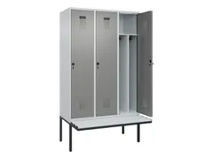 locker met bank,voor scheiding van kleding,HxBxD 2120x1200x815mm,3vak