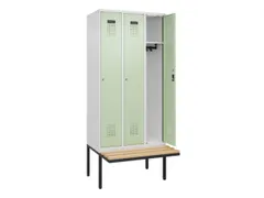 locker met bank,HxBxD 2120x900x815mm,3vak,vak B 300mm,cilinderslot