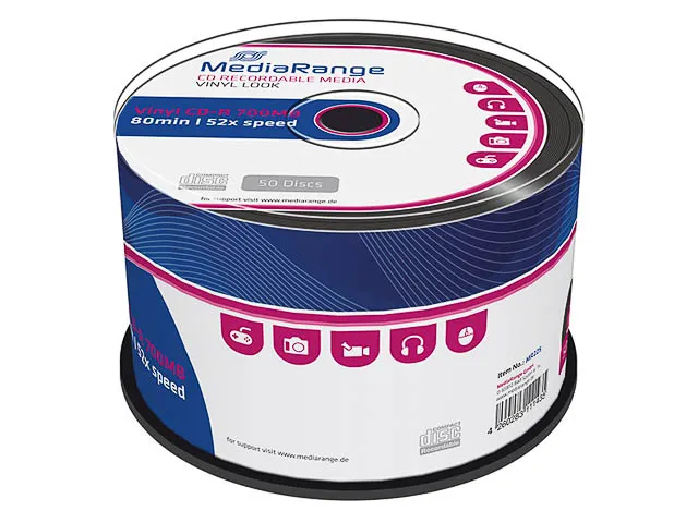 MediaRange CD-R 700MB Black Vinyl 50 Stuks