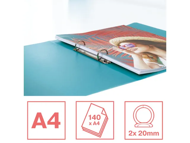 Colour'Breeze ringmap, 2 ringen, PP, ft A4, met soepele kaft blauw