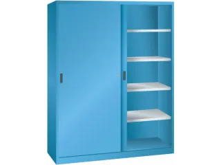schuifdeurkast 1950x1500x580mm 8xStalen bodem scheidingswand RAL5012 - 1