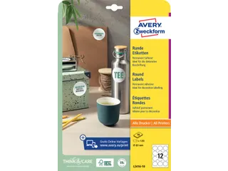 Etiket Avery L3416-10 rond 60mm wit 120stuks - 4