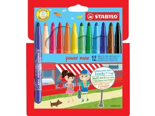 Power Max Viltstift Etui Van 12 Stuks Assorti - 1