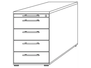 stationaire ladeblokken,HxBxD 720-760x428x800mm,4lade(n),mat.-lade - 2
