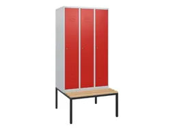 locker met bank,HxBxD 1950x900x815mm,3vak,vak B 300mm,cil.-slot