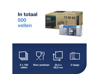 Reinigingsdoek Tork 130082 Heavy-Duty W4 gevouwen 100 vel blauw 130082 - 5