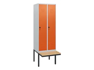 locker met bank,HxBxD 1950x600x815mm,2vak,vak B 300mm,draaigrendel - 1