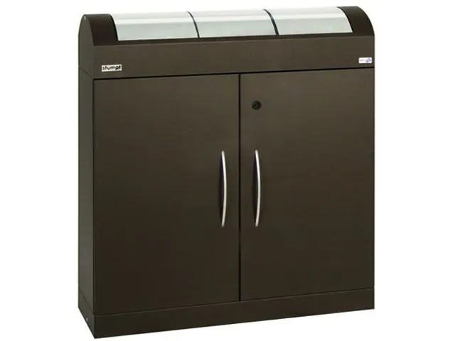 Station de tri sélectif 3x45l corps moka doux trappes inox
