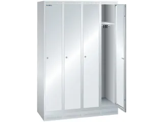 garderobekast,HxBxD 1800x1200x500mm,4vak,vak B 300mm,cil.-slot,sokkel - 1