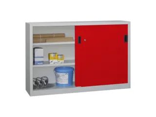 schuifdeurkast,HxBxD 1000x1500x400mm,RAL7035,front RAL3000 - 2