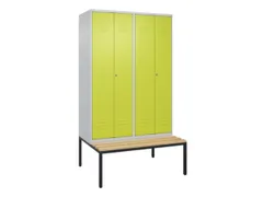 PBM-locker met bank,HxBxD 2120x1200x815mm,4vak,vak B 300mm,cil.-slot