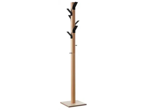 Staande kapstok 6jas-/2tashaken hout/polystyreen naturel/zwart