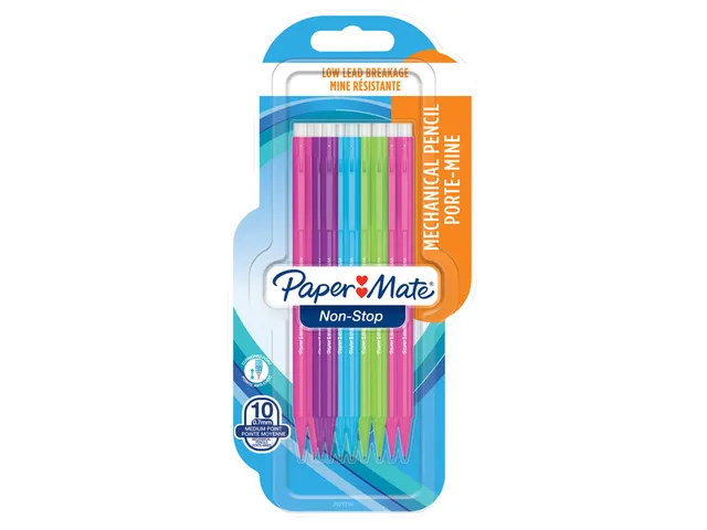 Vulpotlood Paper Mate non stop 0.7mm HB assorti blister à 10 stuks