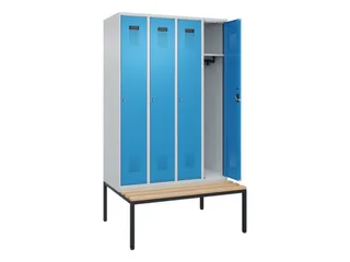 locker met bank,HxBxD 2120x1200x815mm,4vak,vak B 300mm,cilinderslot - 1