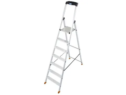 trapladder,eenzijdig,7treden,bordes met profiel,Stand H 1,5m