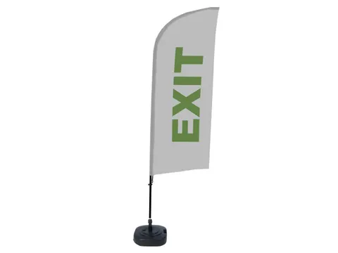 Promotievlag Alu Wind complete set "EXIT" Grijs met Groen