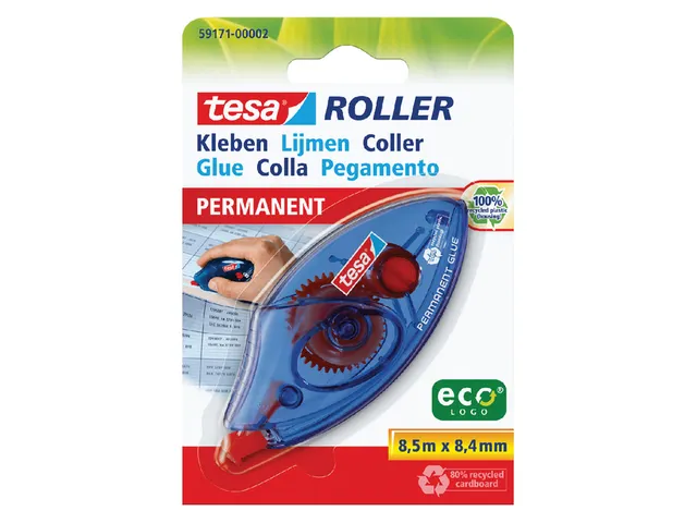Lijmroller Tesa ecoLogo permanent op blister