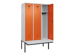 locker met bank,HxBxD 2120x1200x815mm,3vak,vak B 400mm,cilinderslot
