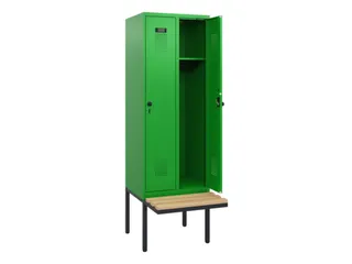 locker met bank,HxBxD 1950x600x815mm,2vak,vak B 300mm,draaigrendel - 1