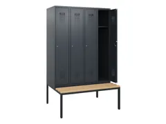 locker met bank,HxBxD 1950x1200x815mm,4vak,vak B 300mm,cilinderslot