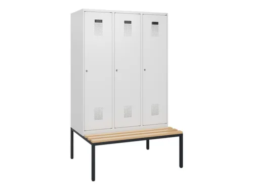 locker met bank,HxBxD 1950x1200x815mm,3vak,vak B 400mm,cilinderslot
