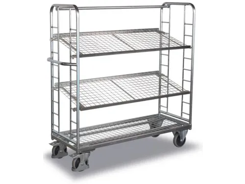 Bijzetwagen Verzinkt 250kg 3 Etages H 1531mm 1320x537mm Draadgaas