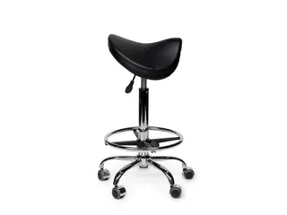 Zadelkruk Office Premium standaard met voetring harde wielen zw - 3