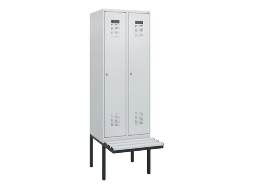 locker met bank,HxBxD 1950x600x815mm,2vak,vak B 300mm,cilinderslot