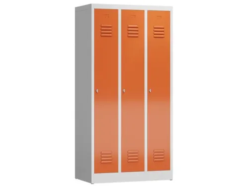 garderobekast 1800x870x500mm 3vak klink sokkel romp RAL7035 RAL3000