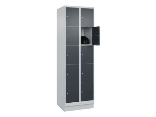 lockerkast,HxBxD 1950x600x500mm,2x5vakken,vak B 300mm,cil.-slot,sokkel