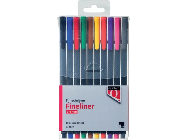 Quantore Fineliner 0.4mm assorti, etui à 10 stuks