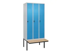 locker met bank,HxBxD 2120x900x815mm,3vak,vak B 300mm,draaigrendel