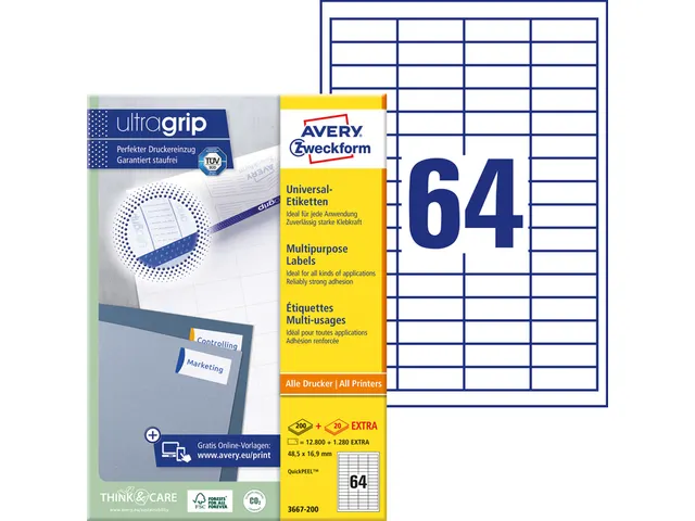 Etiquette Avery Zweckform 3667 48.5x16.9mm blanc 12800 pièces