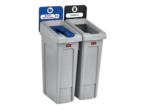 Afvalbak Rubbermaid Slim Jim Recyclestation starterset 87 liter grijs