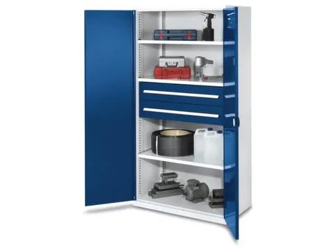 Materiaalkast Dubbelwandige Deur 1950x1000x600mm 3legb. 2laden Ral5010