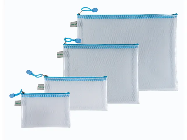 Trousse Foldersys EVA 120x220mm transparent zip bleu pastel