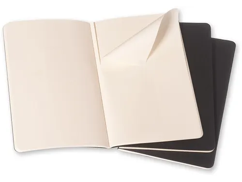 Schrift Moleskine 130x210mm blanco 160 pagina's 70gr zwart set à 3 st