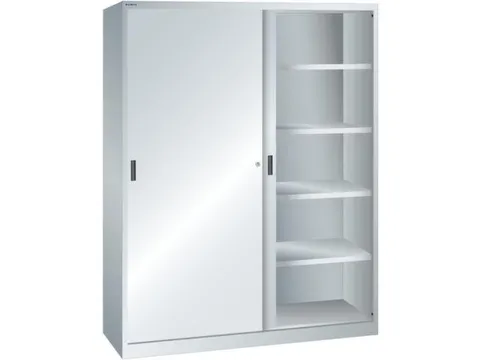 schuifdeurkast HxBxD 1950x1500x580mm 8xStalen bodem RAL7035