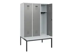 locker met bank,HxBxD 1950x1200x815mm,3vak,vak B 400mm,cilinderslot