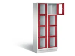 Lockerkast 1800x810x500mm 2x4 vakken Cilinderslot, Sokkel, RAL3003
