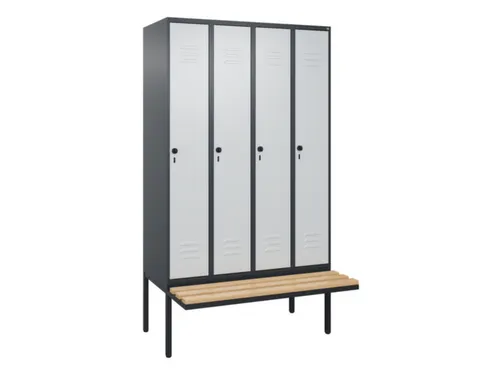 locker met bank,HxBxD 2120x1200x815mm,4vak,vak B 300mm,draaigrendel