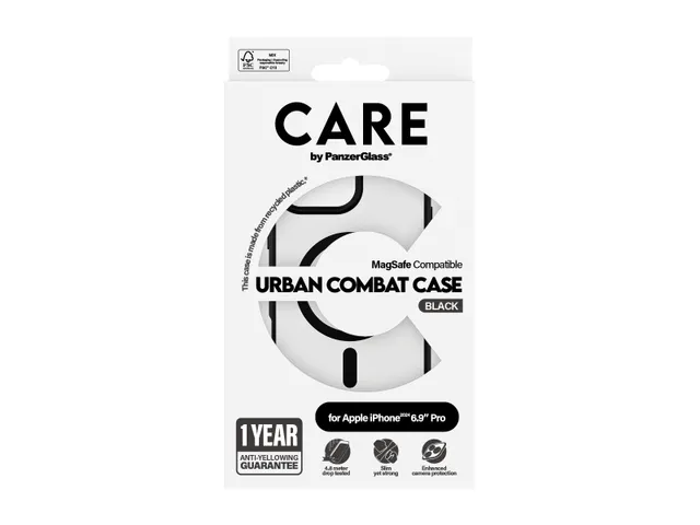 PanzerGlass CARE by Urban Combat Case Transparent w. Black Frame