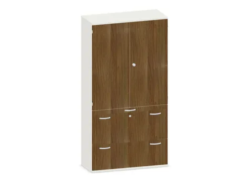 kantoorkast,HxBxD 1920x1000x430mm,decor romp wit,decor front noten