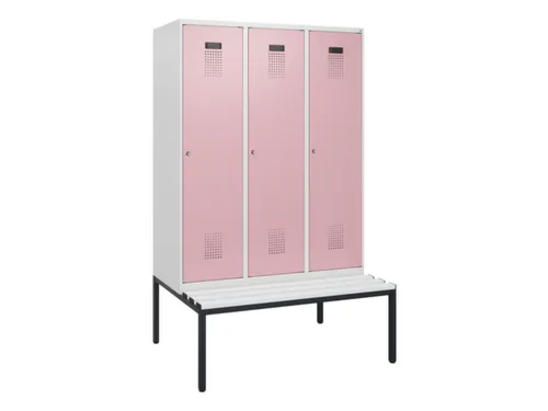 locker met bank,HxBxD 1950x1200x815mm,3vak,vak B 400mm,cilinderslot