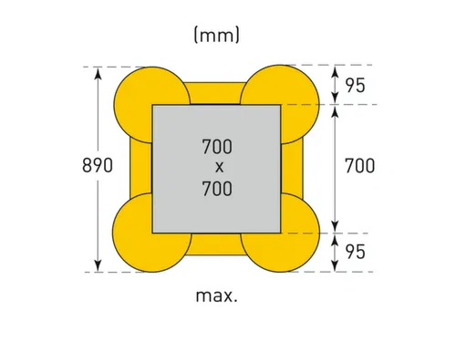 zuilbescherming,HxBxD 1000x390-890x390-890mm,op maat te snijden,PE