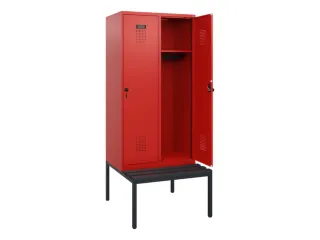 locker met bank,HxBxD 1950x800x815mm,2vak,vak B 400mm,draaigrendel - 1