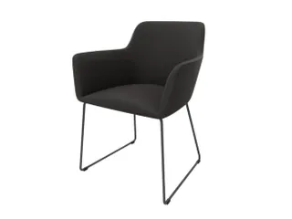 Bezoekersstoel Sledeframe Ronde Buis Donkergrijs Donkerbruin - 1